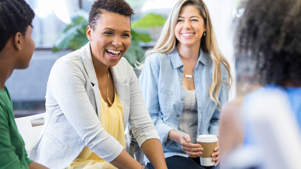 Two women talking